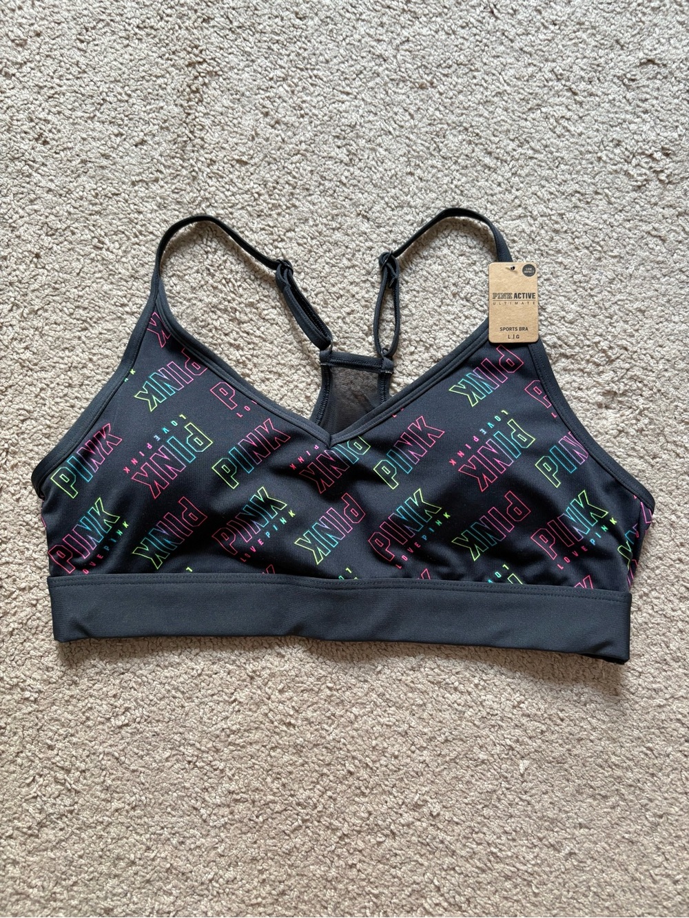 PINK Victoria's Secret Logo-Print Sports Bra •Size L